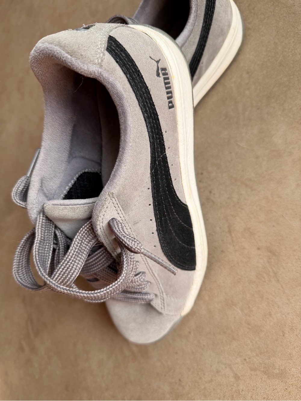 Puma Gray Suede Athletic Sneakers with Black Formstrip